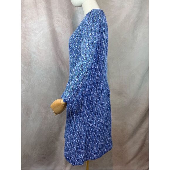 Vintage 1960s Patterned Polyester Dress Mod MCM Medium Large - Picture 4 of 8